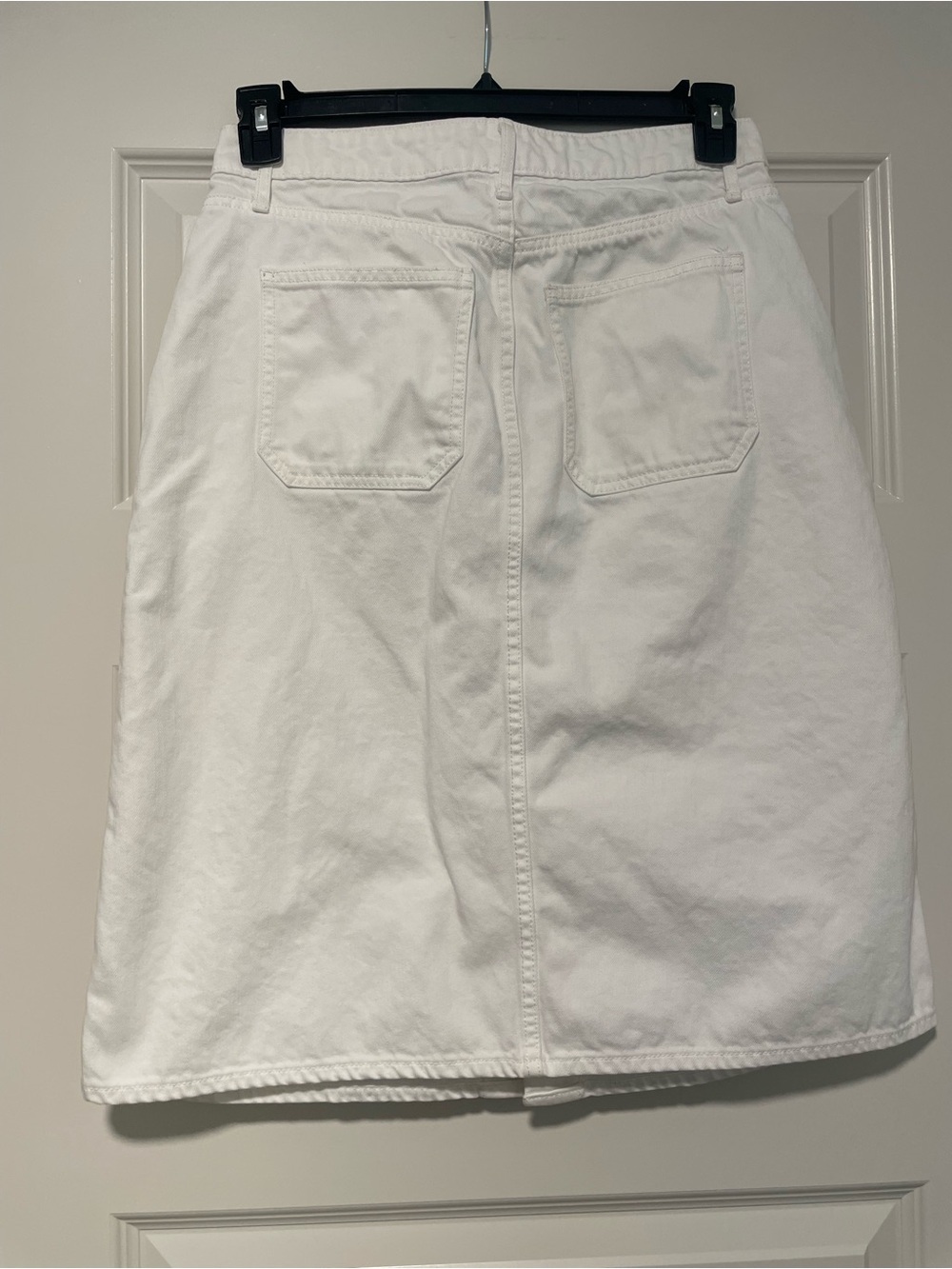 White Denim Button-Front Women's Skirt - Picture 4 of 10